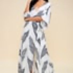 Lulu's Sign of the Times White & Navy Blue Maxi